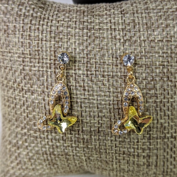 Simple Feather Boutique Jewelry Light Yellow Crystal Butterfly